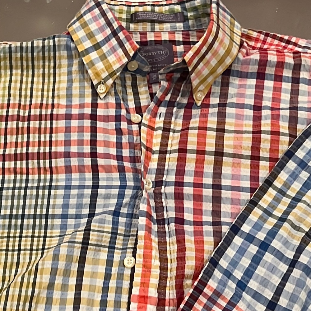 Forsyth cotton seersucker size medium button-down collar multicolor